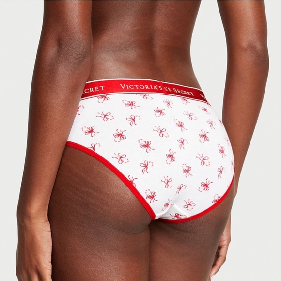 Victoria's Secret Logo Cotton Hiphugger Panty Candy Canes Small NEW - Picture 5 of 6
